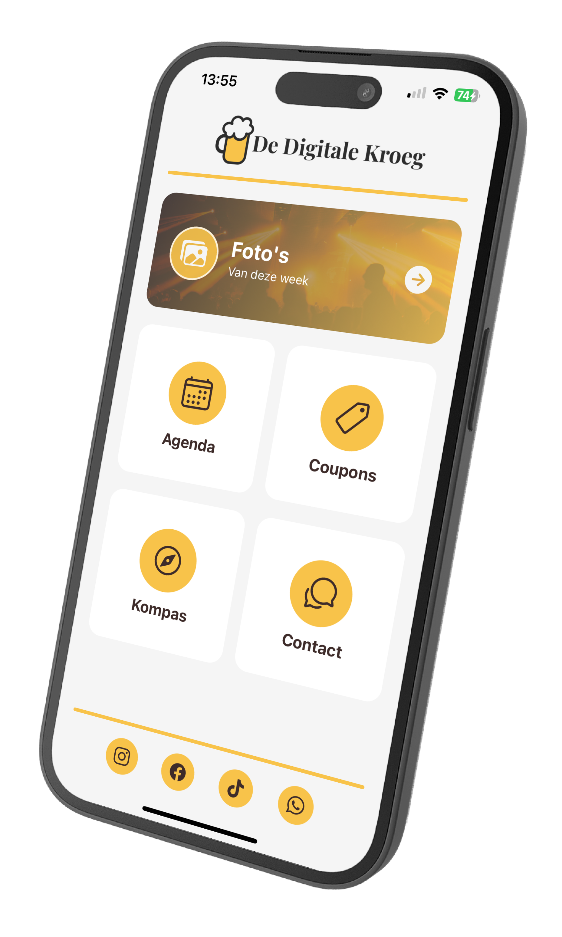 De Digitale Kroeg app screenshot met functies voor horeca
